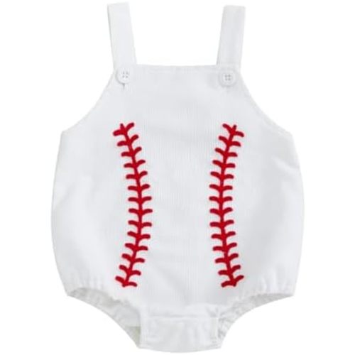 Infant Baby Boys Girls Overalls Sleeveless Baseball Embroidery Corduroy Romper Bodysuit Cute Newborn Outfit