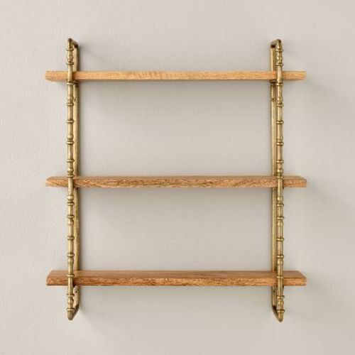 Turned Brass And Wood Tiered Wall Shelf - Hearth & Hand™ With Magnolia