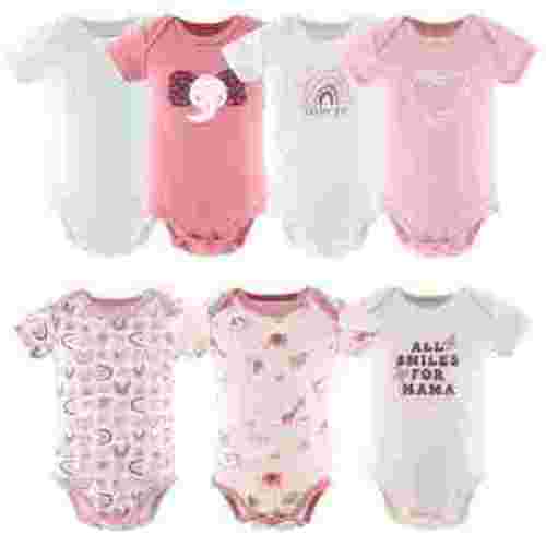The Peanutshell Baby Girl Bodysuits, 7-Pack, Rainbow Safari