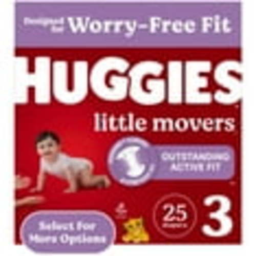 Huggies Little Movers Leak-Free Baby Diapers, Size 3, 25 Ct, Fragrance Free, Fast-Absorbing