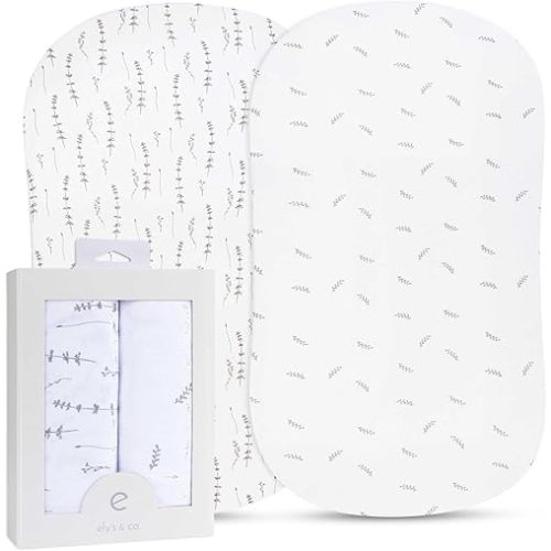 Bassinet Sheet Set 2 Pack - Baby Bassinet Sheets with 100% Jersey Cotton - Bassinet Sheets for Baby Girl and Boy (Bassinet, Forest Grey)