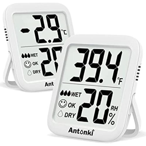 Antonki Room Thermometer Indoor Hygrometer, Humidity Gauge, Humidity Meter, Digital Temperature and Humidity Monitors for Home, Baby Room, Terrarium, Incubator, Greenhouse - 2 Pack