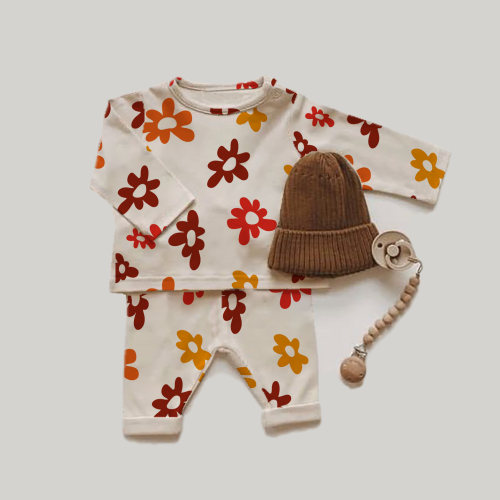Baby Yellow Orange Red Flower 2-Piece Set