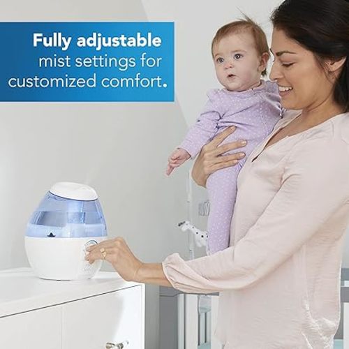 Vicks Mini Filter-Free Cool Mist Humidifier, Small Room, .5 Gallon Tank, Blue – Visible Humidifier for Bedrooms, Baby Nurseries and More, Works with VapoPads