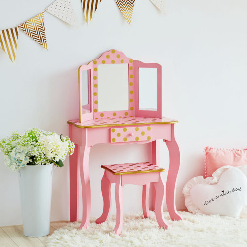 Teamson Kids Gisele Wooden Polka Dot 2-pc. Play Vanity for Accessories & Reviews | Wayfair