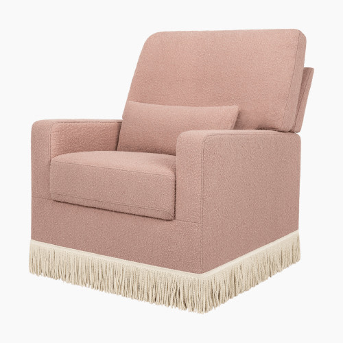 Namesake Crawford Pillowback Comfort Swivel Glider - Rose Boucle With Ivory Tassel Fringe