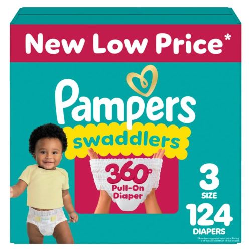 Pampers Diapers - Swaddlers 360 - Size 3, 124 Count, for up to 100% Leakproof Premium Skin Protection (Packaging May Vary)
