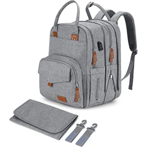 Extra Large Diaper Bag for 2 Kids, 35L Twin Diaper Bag w/Multi Compartments, 23 Pockets (4 Baby Bottle Pockets) - Big Diaper Bag For Twins w/Changing Pad, Easy Access & Clean Design