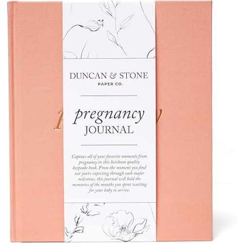 120 Pages Pregnancy Journal Book - Linen Cover Pregnancy Memory Book - Flat Lay First Time Mom Journal - Pregnancy Gifts for First Time Moms, Dusty Rose