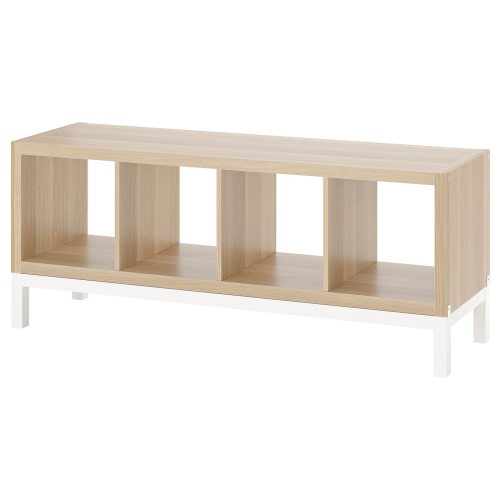 KALLAX Shelving unit with underframe - white stained oak effect/white 57 7/8x23 1/4 "
