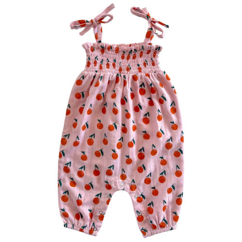 Blush Oranges / Organic Smocked Jumpsuit
