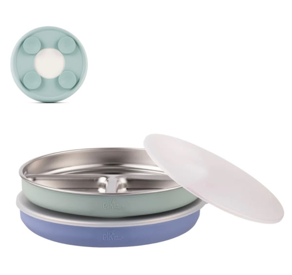 7.8" Stainless Steel Divided Plates with Suction Sleeve