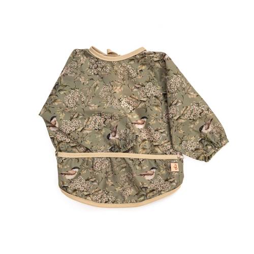 Long Sleeve Baby Bib with Birds, water repellent bib, toddler bib