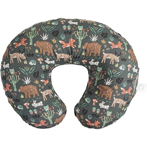 Boppy Original Nursing Pillow, Green Forest Animals, Ergonomic Nursing Essentials for Bottle and Breastfeeding, Firm Fiber Fill, with Removable Pillow Cover, Machine Washable