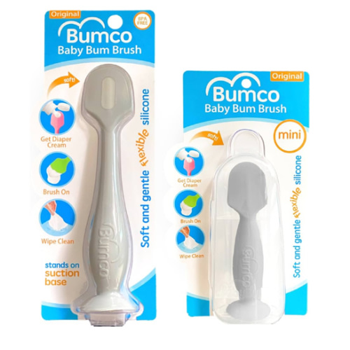Bumco 2-Pack Full-Size & Mini Baby Bum Brush Bundle (Gray/Gray)