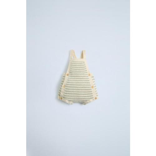 DETAILSSTRIPED KNIT BUTTONED ROMPER