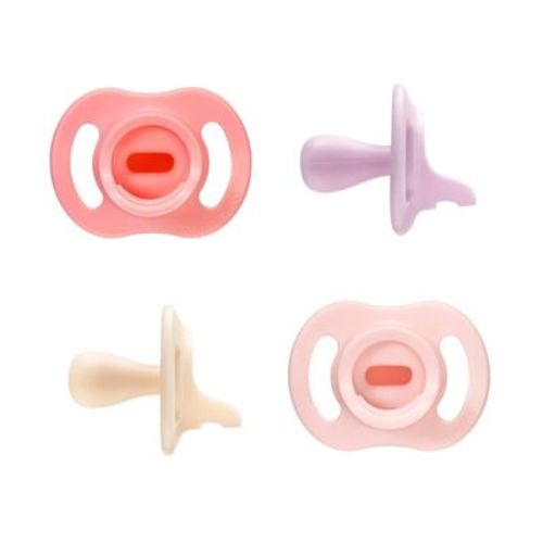 Tommee Tippee Ultra-Light Stay Put Silicone Pacifier 0-6 Months - Pink & Purple - 4pk