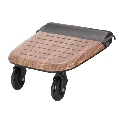 Evenflo Stroller Rider Board, Convenient Riding Options, Non-Skid Surface, Smooth-Ride Wheels, Easy to Use, Holds up to 50 Pounds, No Additional Parts Needed, Wood Grain - One Size