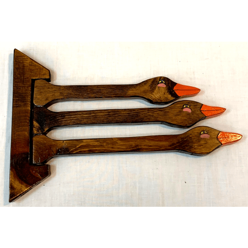 Vintage Wood Duck Goose Wall Mount Coat Hanger Towel Rack Cabin Lodge Hunting