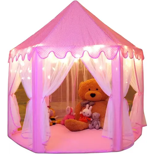 Monobeach Princess Tent Girls Large Playhouse Kids Castle Play Tent with Star Lights Toy for Children Indoor and Outdoor Games, 55'' x 53'' (DxH)