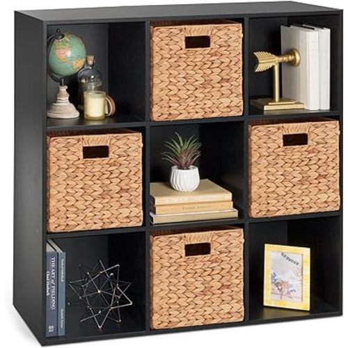 Best Choice Products 9-Cube Storage Organizer, 11in Shelf Opening, Bookcase, Display Shelf, Customizable w/ 3 Removable Back Panels - Black