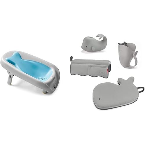 Skip Hop Infant Bathtime Essentials with Recline & Rinse Bather and Bath Essentials, Grey
