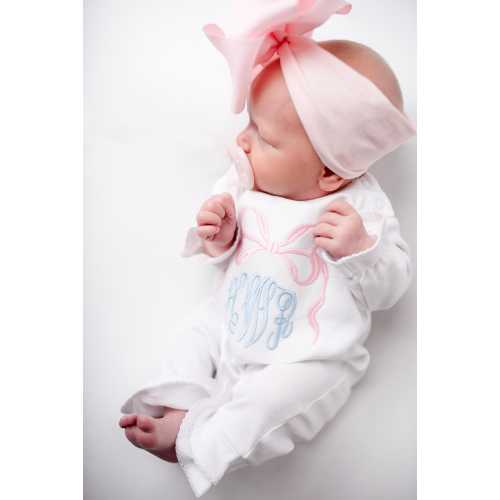 Baby girl coming home outfit, monogrammed ruffle romper, newborn outfit, sk creations, Preemie, Newborn, take me home set, baby shower gift