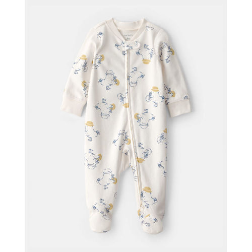 Baby Duck 2-Way Zip 100% Cotton Sleeper - Cream | Carter’s Oshkosh Canada