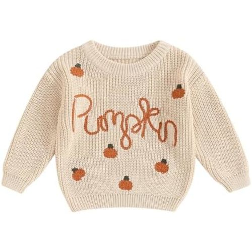 Baby Halloween Sweater Pumpkin Embroidery Crewneck Knit Sweatshirt Pullover Tops Toddler Boy Girl Fall Winter Clothes
