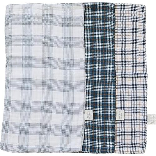 Mebie Baby Burp Cloths, Plaid, Muslin Burp Cloth Set for Spit Up, Drool, and More, Boho Burp Cloths for Baby Boy and Girl, Baby Must Haves for Registry Lists and Gifts for Newborns