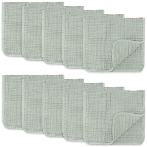 Muslin Burp Cloths Large 100% Cotton by Comfy Cubs, Color: Fern, Size: pack of 10