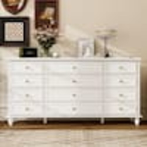FUFU&GAGA White Wooden 63 in. W 12-Drawer Chest of Drawers Modern European Style Storage Dresser THD-KF390033-01
