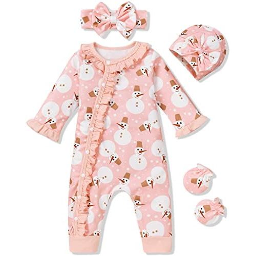 Aalizzwell Baby Girls Romper Outfit Fall Winter Clothes with Accessories