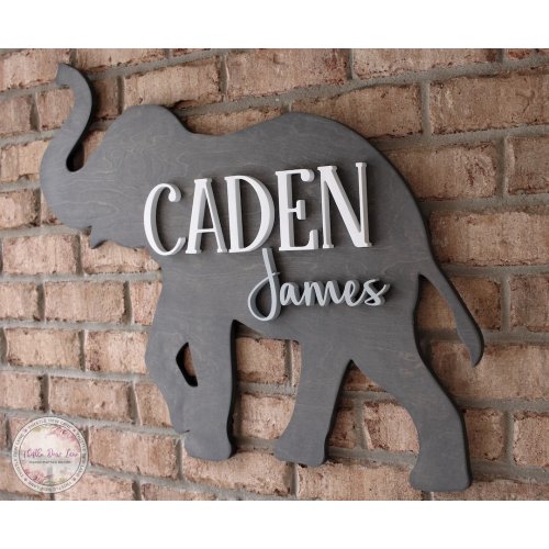 Elephant name sign, Nursery name sign, Elephant decor, Elephant baby shower, Nursery wall art, Baby shower gift, 3D name sign, Personalized