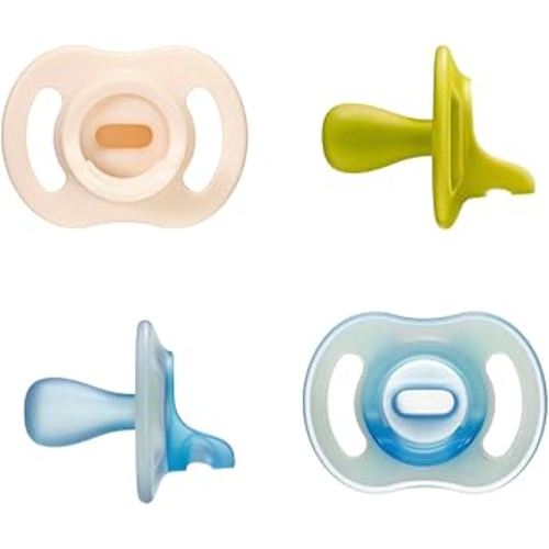 Tommee Tippee Stay Put Pacifier Set, Contains 2 Ultra-Light StayPut Glow in the Dark Pacifiers and 2 Ultra-Light StayPut Pacifiers, 6-18 Months, Colors May Vary, One-Piece Silicone Design, Pack of 4