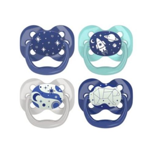 Advantage Symmetrical Pacifier, Blue, 4 Pack, 0-6m