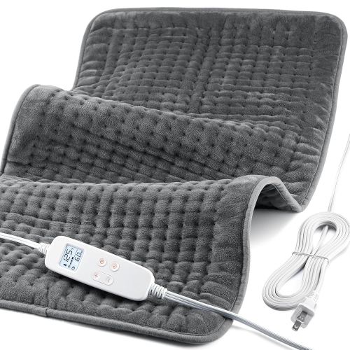 Heating Pad for Back Pain and Cramp Relief, Extra Large 17" x 33" Size Electric Heating Pad for Shoulder Neck Pain with 6 Temperature Level and 6 Timer Settings Auto Shut Off