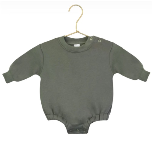 Sweatshirt Romper - Olive