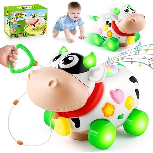 Musical Toys for Baby 6-12-18 Months, 7 in 1 Multi-Functional Crawl & Pull Toys, Christmas Birthday Gifts for 1-2 Year Old Boys and Girls.