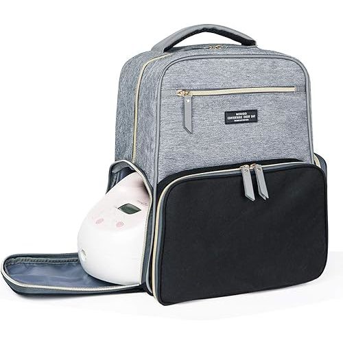 MOMIGO Breast Pump Backpack Diaper Bag - Multi-Function Mommy Outdoor Working Backpack with Insulation Pocket