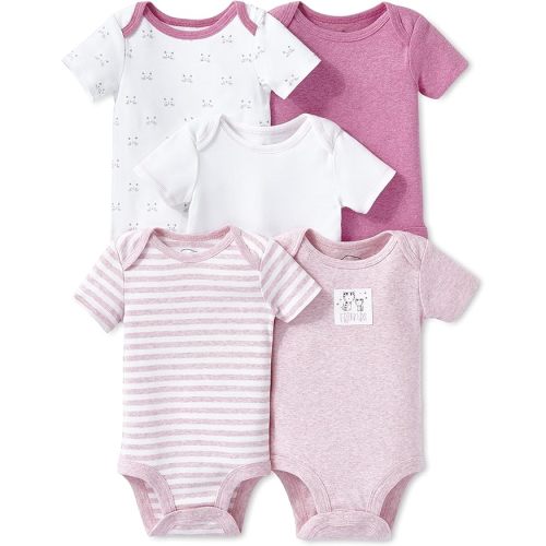 baby-girls Short Sleeve Cotton Bodysuit, Snap Closure - 6 Months - Pink Heather