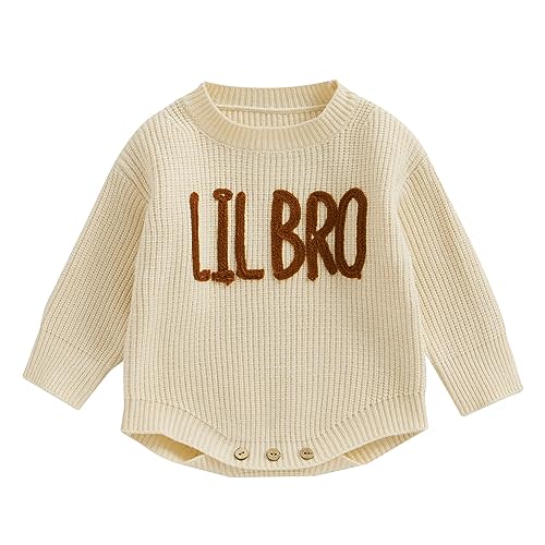 VISGOGO Big Little Sister Matching Sweater Baby Girls Knitted One-Piece Outfits Toddler Brother Sweatshirt Clothes