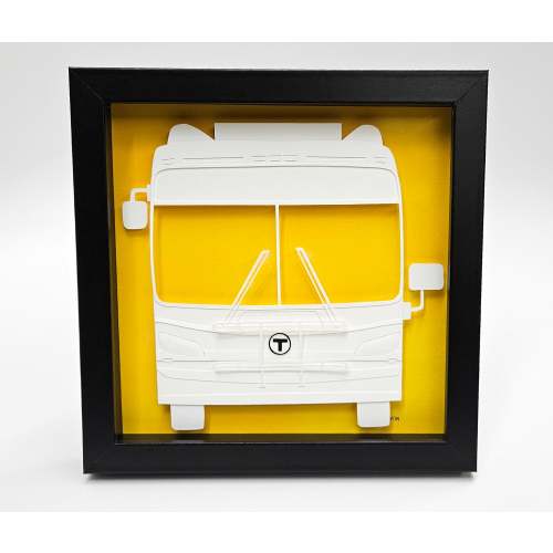 Boston MBTA Bus Framed 3D Paper Art