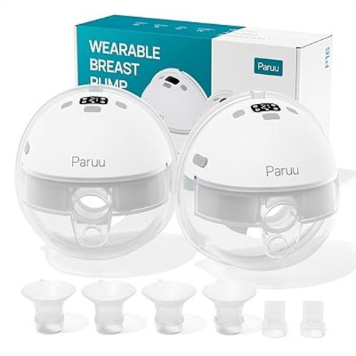 Paruu P16 Hands-Free Electirc Wearable Breast Pump, Strong Suction, Portable Breast Pump, Low Noise, 4 Modes & 12 Levels - 19/21/24mm Insert/Flange, 2 Pack (White)