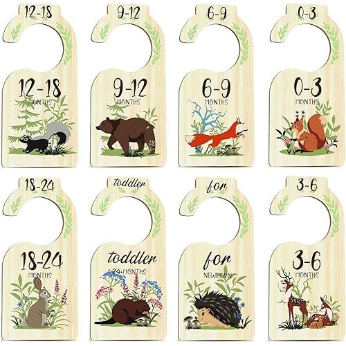 Baby Closet Dividers,8 PCS Adorable Wooden Double-Sided Toddler Clothes Organizer,Boy & Girl Nursery Size Dividers,24 Months for Nursery Beautiful Decor