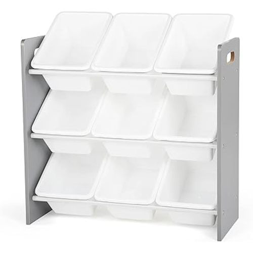 Humble Crew, Grey/White Toy Organizer, 9 Bin Storage, 24" Tall