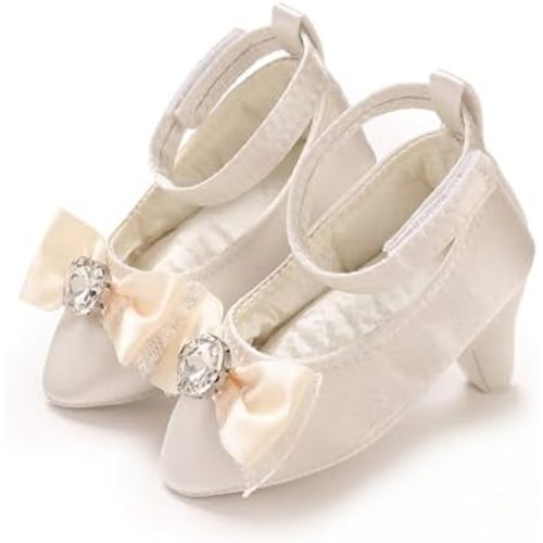 Newborn Baby Girls Princess Shoes Bowknot High Heels Soft Sole Crib Shoes Infant Dress Shoe