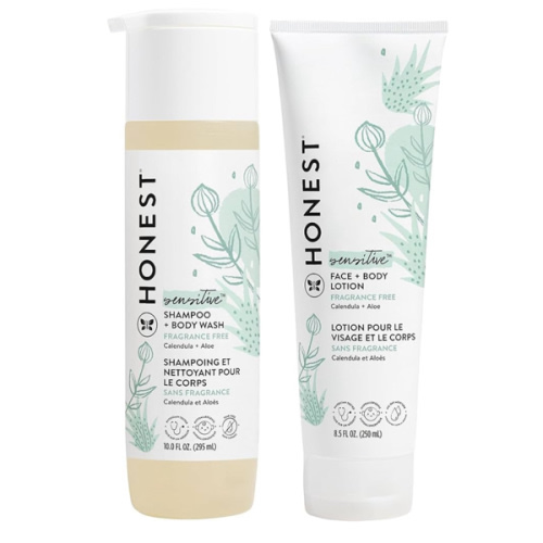 The Honest Company Fragrance Free Bundle for Sensitive Skin | 2-in-1 Cleansing Shampoo + Body Wash and Hydrating Face + Body Lotion | Gentle for Baby + Hypoallergenic | 10 fl oz, 8.5 fl oz
