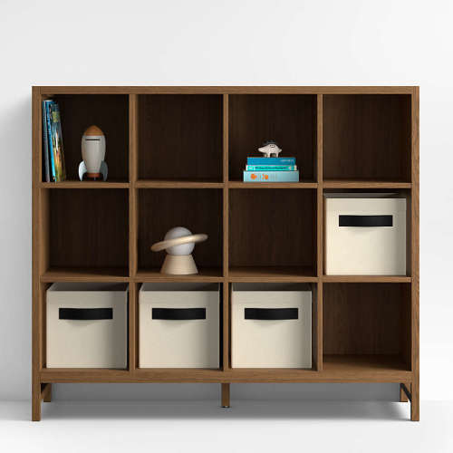 Beau Barley Brown Wood 12-Cube Kids Bookcase