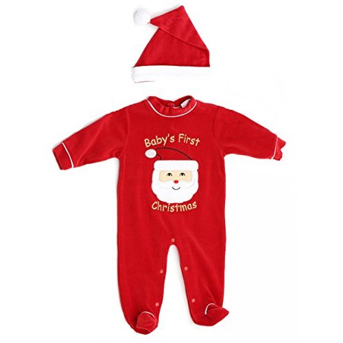 Just Love Christmas Coverall for Baby & Infant with Matching Santa Hat